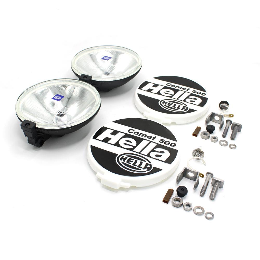 LSC 1F4005750101 : PAIR OF Genuine HELLA Comet 500 Spotlights. Halogen High Beam Lights with Caps, Bulbs and Swivelling Mounting Brackets - NEW - Image 2
