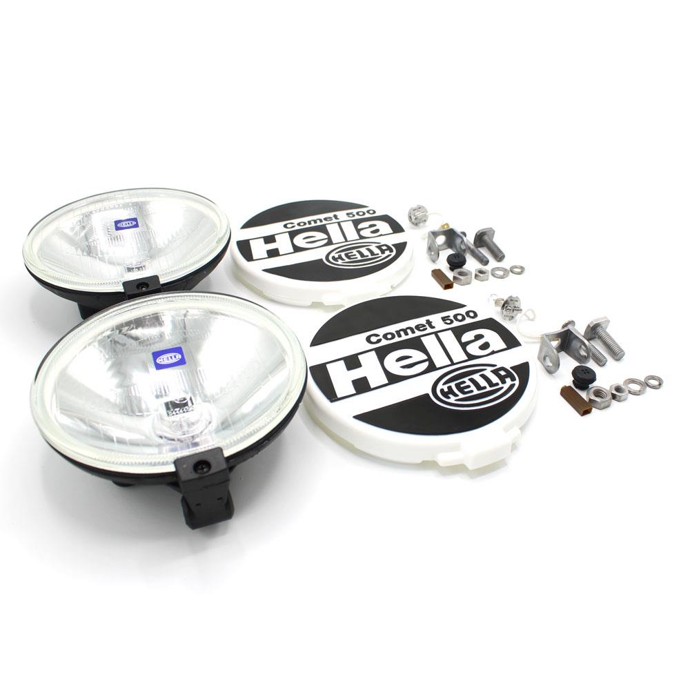 LSC 1F4005750101 : PAIR OF Genuine HELLA Comet 500 Spotlights. Halogen High Beam Lights with Caps, Bulbs and Swivelling Mounting Brackets - NEW - Image 4