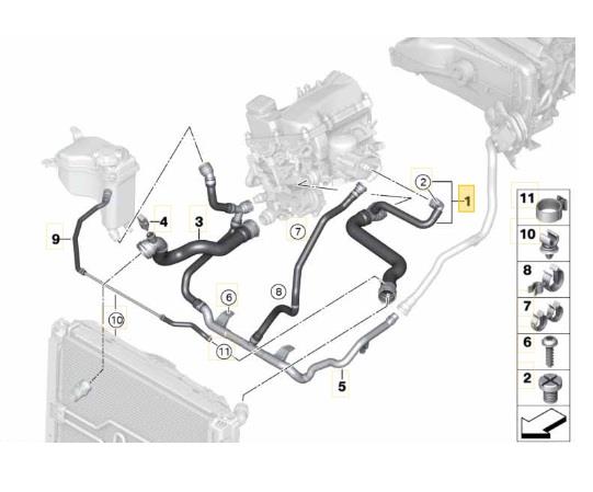 LSC 17127531768 : Upper Left Coolant Radiator Hose (Engine to Cooler) for Automatic Transmission - NEW - Image 11