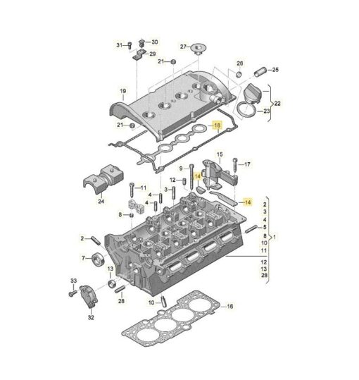 LSC 058198217 / 058198025A : Timing Chain Tensioner Gasket & Rocker / Cylinder Head Cover Gasket Set - NEW - Image 11