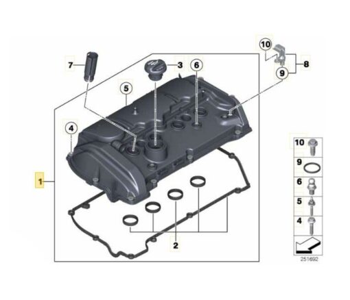 LSC 11127646553 : Rocker Valve Cover  & Gasket - For Engine Code N13 B16 A - NEW - Image 11