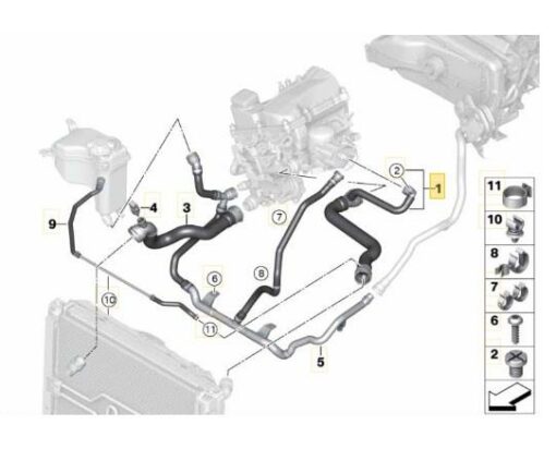 LSC 17127531768 : Upper Left Coolant Radiator Hose (Engine to Cooler) for Automatic Transmission - NEW - Image 11