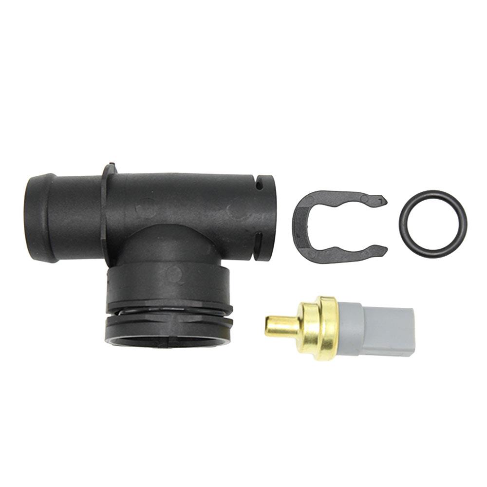 LSC 5Q0122291T : Lower Right Radiator Coolant Flange with Temperature Sensor and Seals - NEW - Image 2